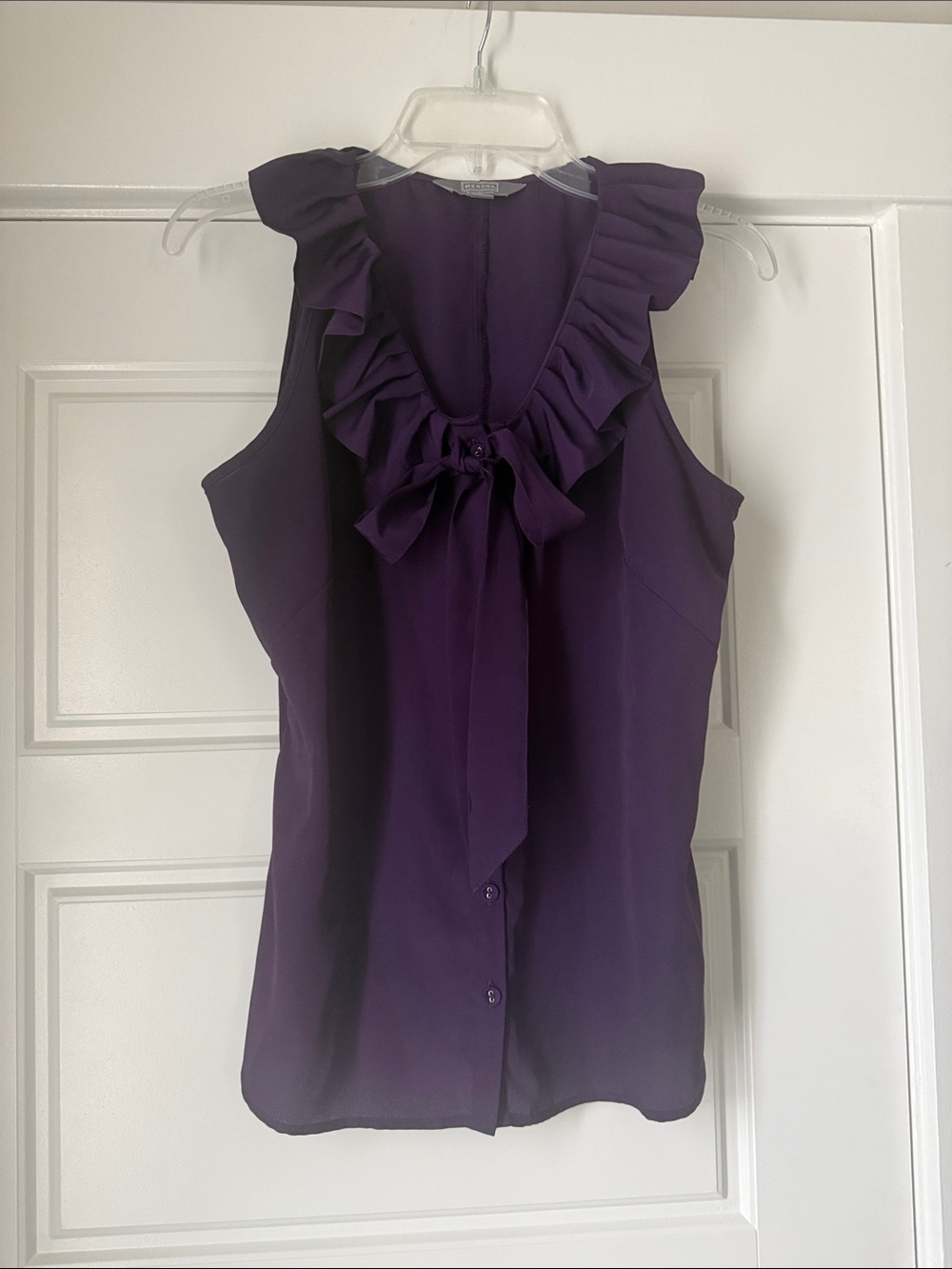 Merona Deep Purple Ruffled Tie-Neck Sleeveless Camisole